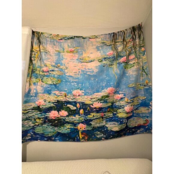 New Water Lilies Tapestry, Monet Nature Wall Art for Home & Living Room Decor
